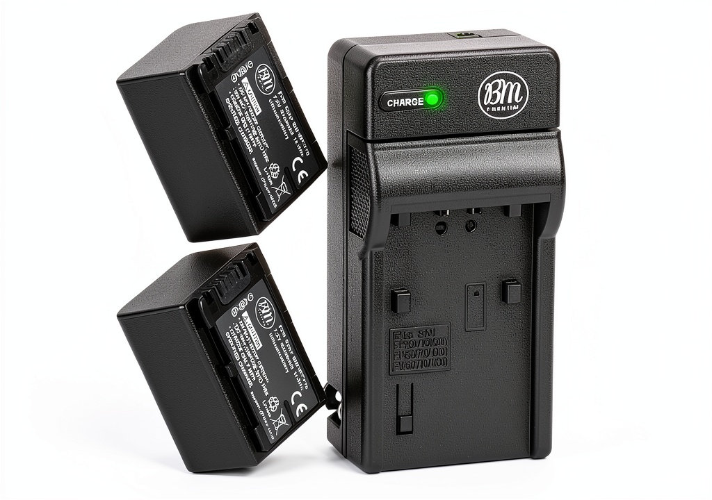 BM Premium NP-FV70 replacement batteries and fast charger