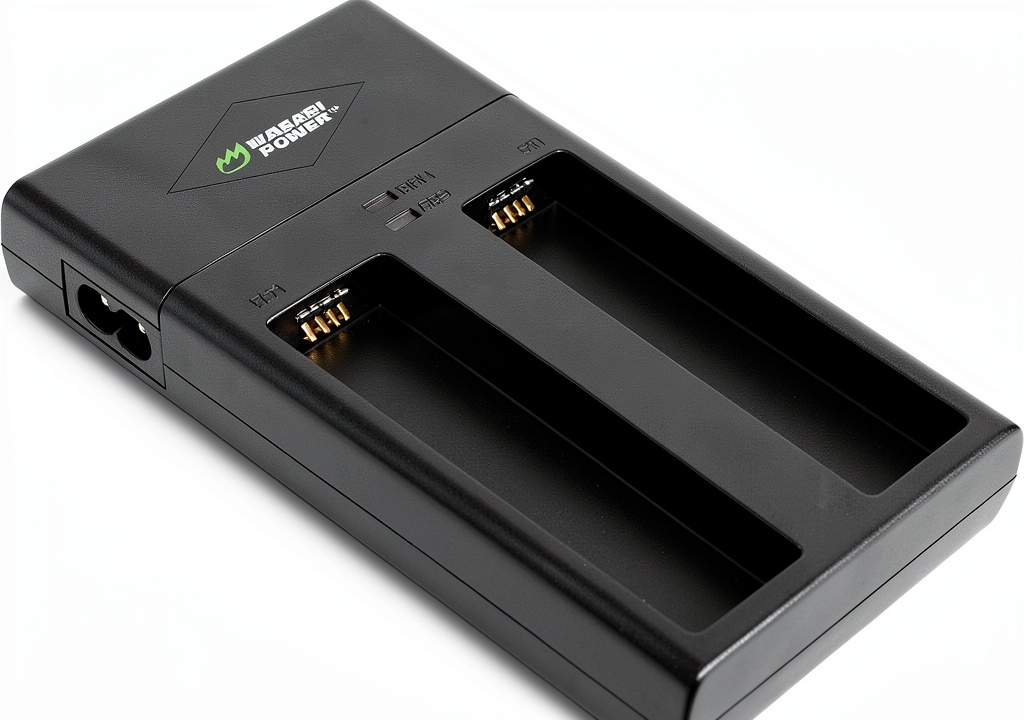 Wasabi Power charger connected to DJI Osmo batteries in a studio setting