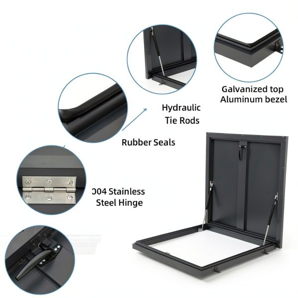 27.5" L x 27.5" W Roof Hatch Door ZSUCC Steel Access with 90° Latch-2